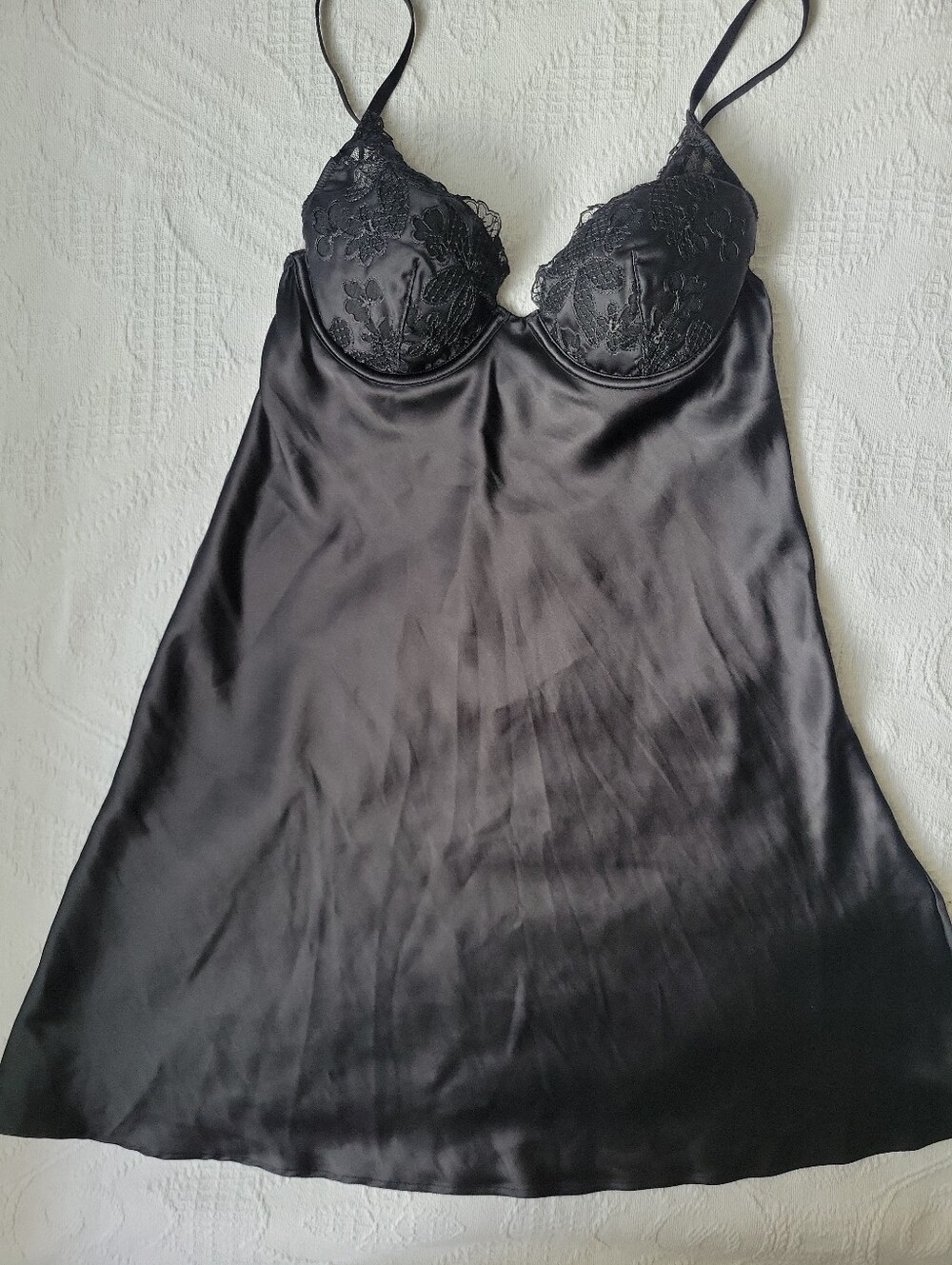 Victoria's Secret Black Lace Satin Slip
